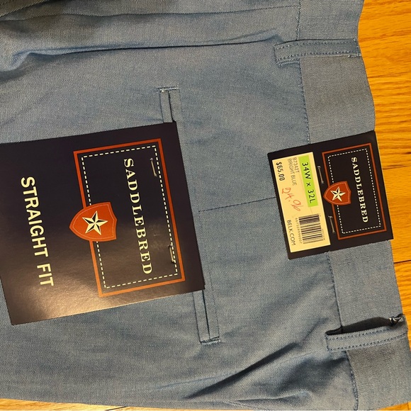 Saddlebred Straight Fit Men’s Dress Pants — Light Blue - Picture 2 of 2